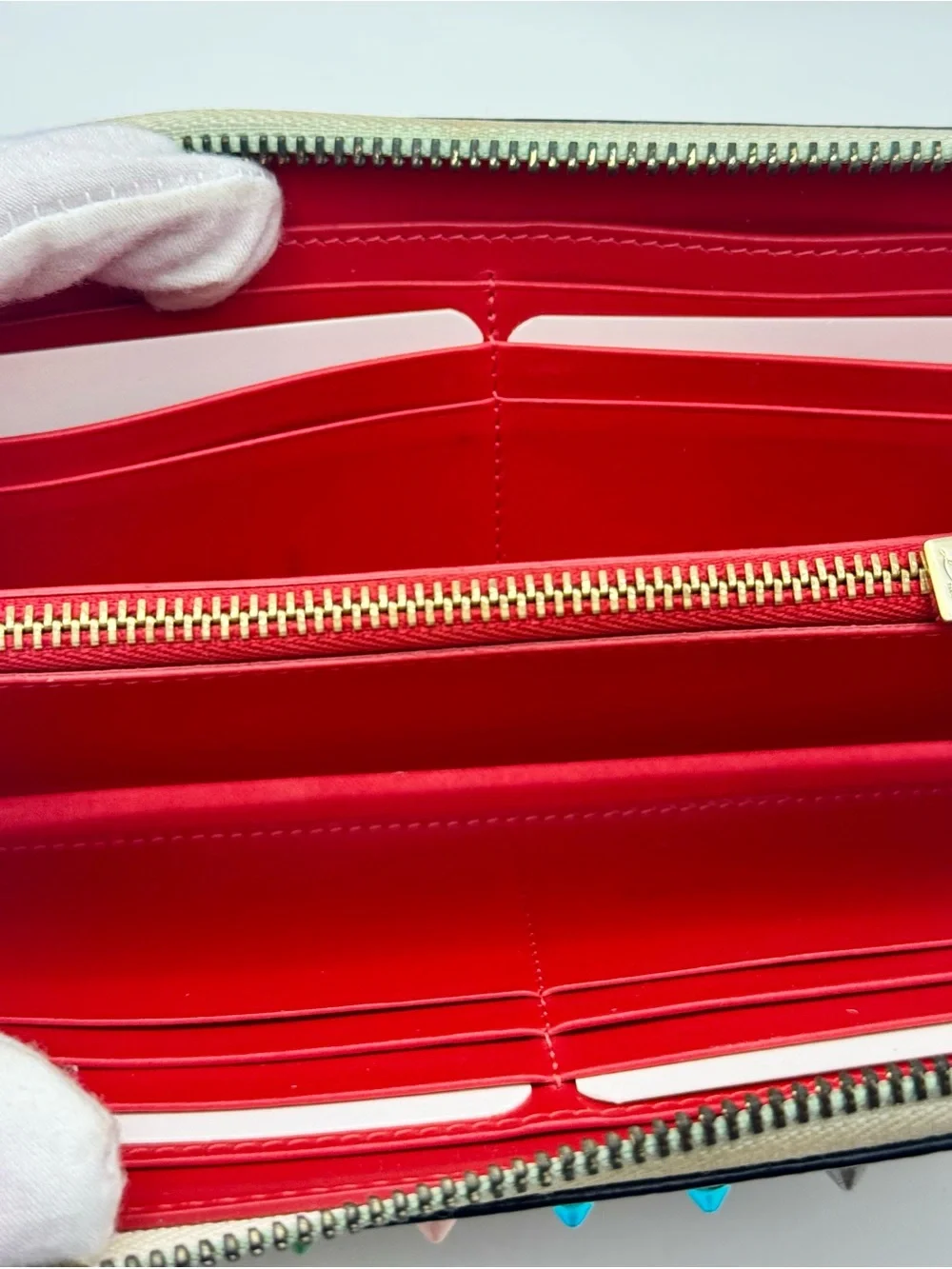 Christian Louboutin Panettone White Leather Multicolor Studded Clutch